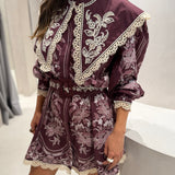 Vestido Lara Bordô Mini com Renda | FARM RIO