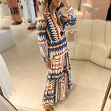 Vestido midi com print geométrico