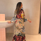 Vestido Lunar Boho Multicolor Maxi de Manga Comprida | FARM RIO