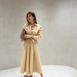Vestido camiseiro LIU JO em popelina bege