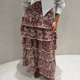 Saia Naomi Bege Midi em Tricot Jacquard | CECILIA PRADO