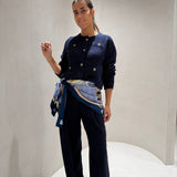 Cardigan em Mistura de Alpaca e Lã Azul Marinho com Fio Lurex | Liu Jo