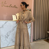 Conjunto camisa e saia Ottod'ame em linho bege