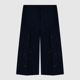 Calça Azul Cropped em de Linho com Bordados | Twinset