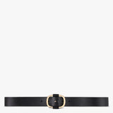 Cinto Small Banel Preto Fino em Pele com Fivela Dourada | BA&SH