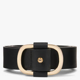 Cinto Small Banel Preto Fino em Pele com Fivela Dourada | BA&SH