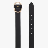 Cinto Small Banel Preto Fino em Pele com Fivela Dourada | BA&SH