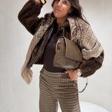 Bomber Castanho em Pêlo Sintético Tricotado | Liu Jo