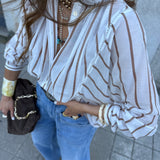 Blusa Lola às Riscas em Algodão | Semicouture