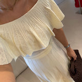 Top Salda Ombros Nus Ecru com Folhos | BA&SH
