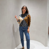 Camisola Oversized em Mistura de Alpaca Cinza e Camel Gaston | SEMICOUTURE