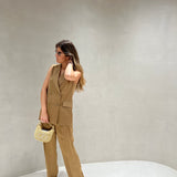 Conjunto TWINSET acetinado em kaki