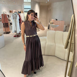 Vestido midi TWINSET em popelina castanha