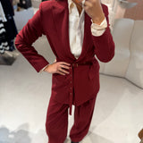 Blazer Estruturado Vermelho com Cinto Gianna | SEMICOUTURE