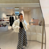 Saia Midi Xadrez Ascot Preto | Violeta