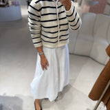 Cardigan em Malha de Alpaca com Riscas Azuis Lea | SEMICOUTURE