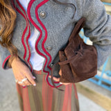 Jaqueta Viena Cinzento com Ribete em Bordeaux | VIOLETA STORE