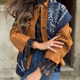 Blusão em Camurça Camel com Manga Kimono Violetta | SEMICOUTURE