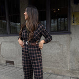 Macacão Xadrez Bibury com Botões Frontais | Violeta