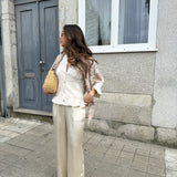 Calças de Cetim em Bege com Fendas | Liu jo