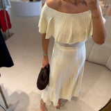 Top Salda Ombros Nus Ecru com Folhos | BA&SH
