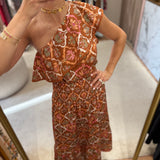 Conjunto Blusa e Saia Boho Arabesco Terracota | Violeta Store