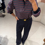 Polo Liri com Riscas Azul e Bordeaux| VIOLETA