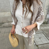 Calças de Cetim em Bege com Fendas | Liu jo