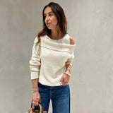 Camisola de malha bege SEMICOUTURE com decote barco