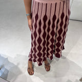 Saia Midi em Tricot Bordeaux e Rosa Francis | CECILIA PRADO
