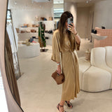 Vestido midi Ottod'ame acetinado dourado