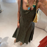 Vestido Midi Bordado em Verde | Violeta Store