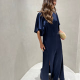 Vestido midi Ottod'ame acetinado azul