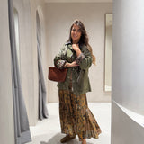 Parka Kaki com Gola Castanha e Aplicação de Brilhante | Liu Jo