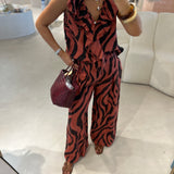 Conjunto animal print em linho