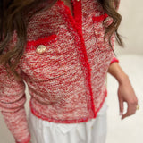 Casaco de malha vermelho em tweed Liu Jo