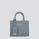 Mala de mão mini tote bag LIU JO com padrão de losângulos em relevo azul
