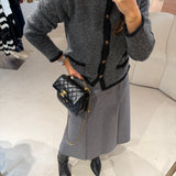 Cardigan em Malha de Alpaca Cinza Dulcinea | SEMICOUTURE