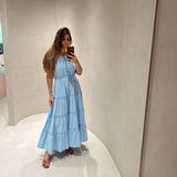 Vestido comprido Scotch & Soda de bordado inglês azul