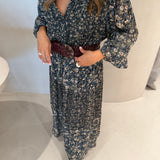 Vestido Kacy Kaki Midi Floral | BA&SH