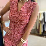 Vestido Midi Rosa com Corpo  Franzido e Estampa Floral| Violeta Store