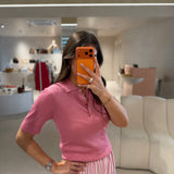 Polo de Malha Feminina Rosa com Botões | LIU JO
