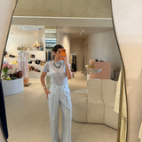 Calça Palazzo com Riscas e fio de Lurex | LIU JO