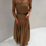 Vestido Norma em Camel | Semicouture