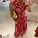 Vestido Midi Floral  em Vermelho | Violeta Store