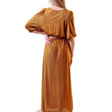 Vestido comprido em malha lurex