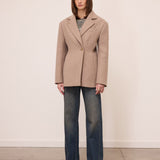 Blazer Bege Justo com Ombreiras | OTTOD'AME