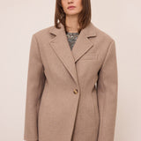 Blazer Bege Justo com Ombreiras | OTTOD'AME
