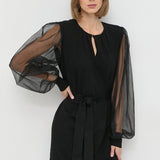 Vestido TWINSET com mangas transparentes e bufantes