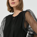 Vestido TWINSET com mangas transparentes e bufantes